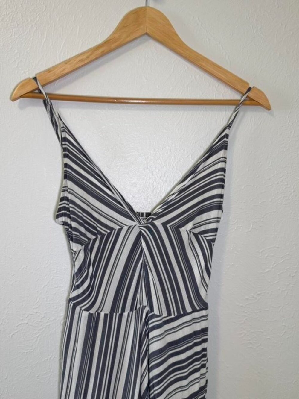Gentle Fawn Mischa White Blue Stripe Coastal Asymmetrical Midi Dress Size 6 - Picture 3 of 8